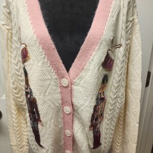 Grace Cream and Pink Embroidered Cardigan